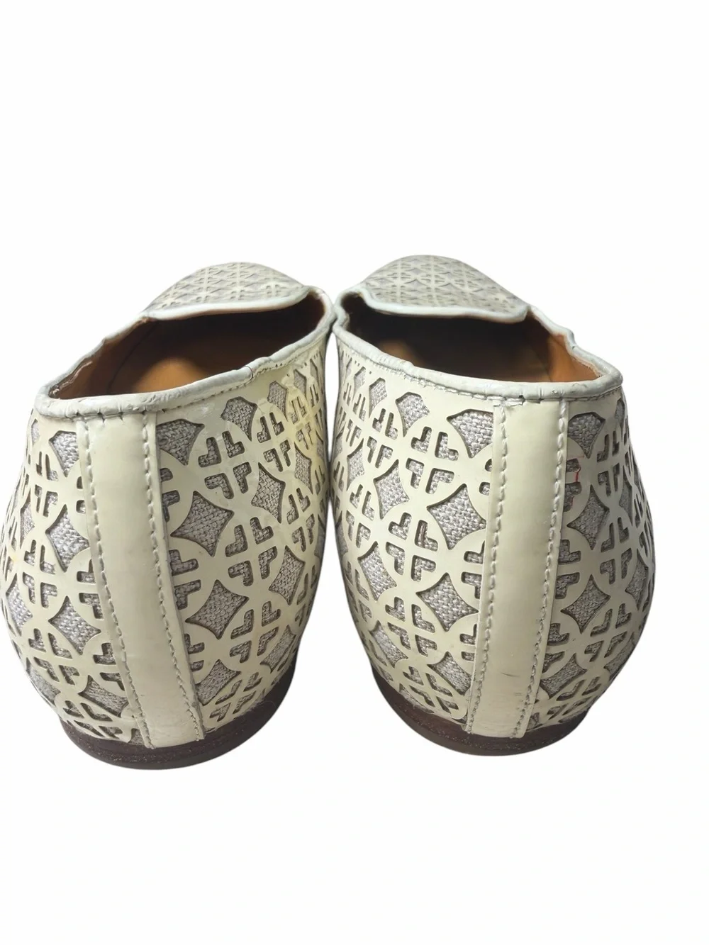 Tory Burch Ivory Laser-Cut Leather Loafers